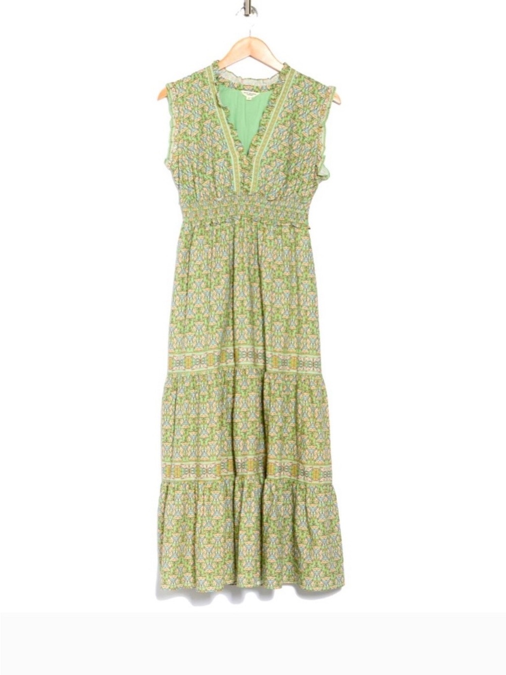 Max Studio Designer Light Green Floral Sleeveless Maxi Dress Size XL